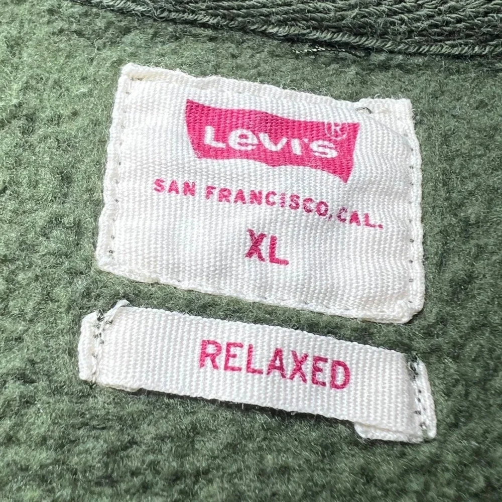 Levis Mens Size XL Green Sweatshirt Relaxed Fit Crew Neck Fleece Pullover Comfy‎